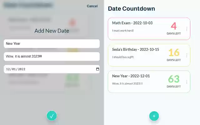 Date Countdown  from Chrome web store to be run with OffiDocs Chromium online