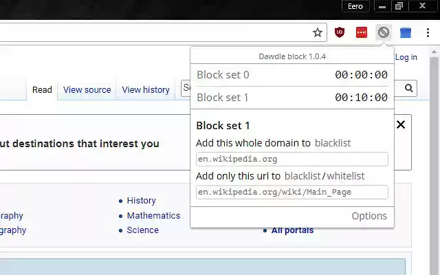 Dawdle Block  from Chrome web store to be run with OffiDocs Chromium online