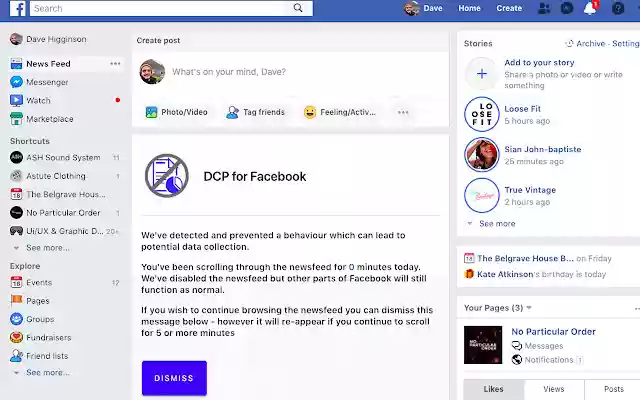 DCP for Facebook A  from Chrome web store to be run with OffiDocs Chromium online