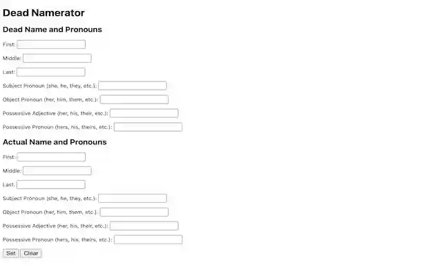 Dead Namerator  from Chrome web store to be run with OffiDocs Chromium online