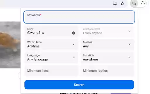 Dead Simple Twitter/X Search  from Chrome web store to be run with OffiDocs Chromium online