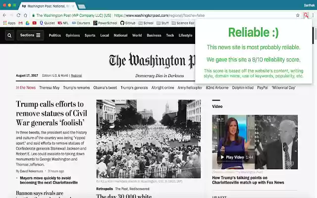 Debunker Detect Fake News  from Chrome web store to be run with OffiDocs Chromium online