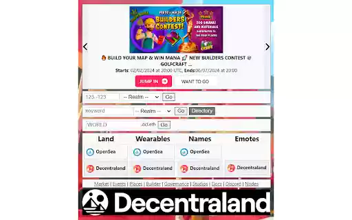 Decentraland  from Chrome web store to be run with OffiDocs Chromium online