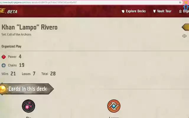 DecksOfKeyforge.com redirect.  from Chrome web store to be run with OffiDocs Chromium online