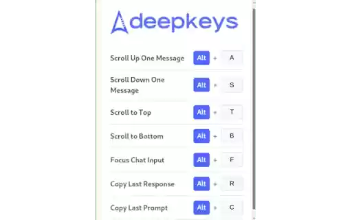 DeepKeys Shortcuts for DeepSeek  from Chrome web store to be run with OffiDocs Chromium online