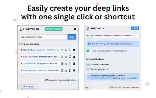 Deep Link URL Shortener: LinkTw.in  from Chrome web store to be run with OffiDocs Chromium online