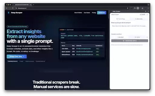 Deep Scraper  from Chrome web store to be run with OffiDocs Chromium online