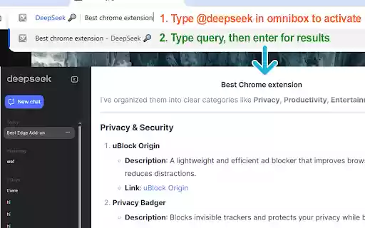 DeepSeek Omnibox  from Chrome web store to be run with OffiDocs Chromium online