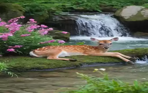 Deer by the stream wallpaper  from Chrome web store to be run with OffiDocs Chromium online