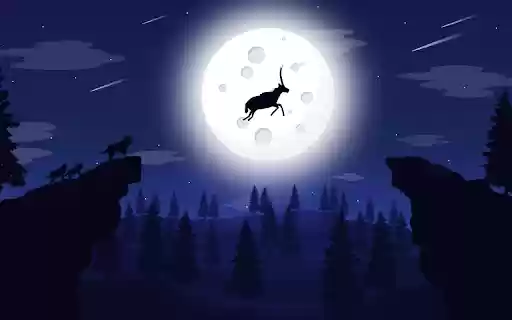 Deer Leaping Over the Cliff Under Moonlight  from Chrome web store to be run with OffiDocs Chromium online