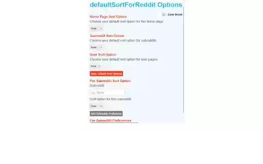 defaultSortForReddit  from Chrome web store to be run with OffiDocs Chromium online