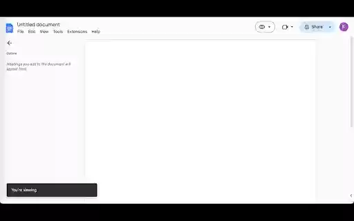 Default Viewing Mode for Google Docs  from Chrome web store to be run with OffiDocs Chromium online