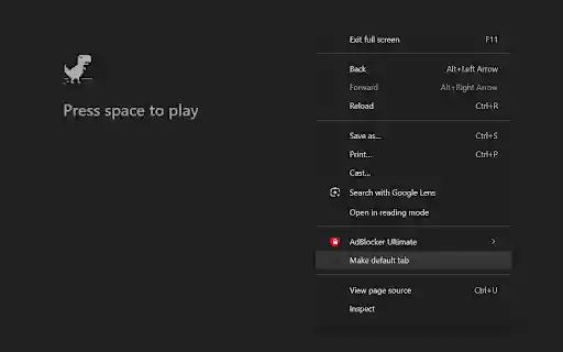 Default window tab  from Chrome web store to be run with OffiDocs Chromium online