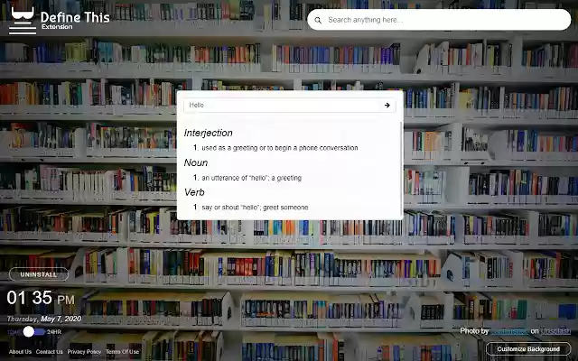 Define This  from Chrome web store to be run with OffiDocs Chromium online