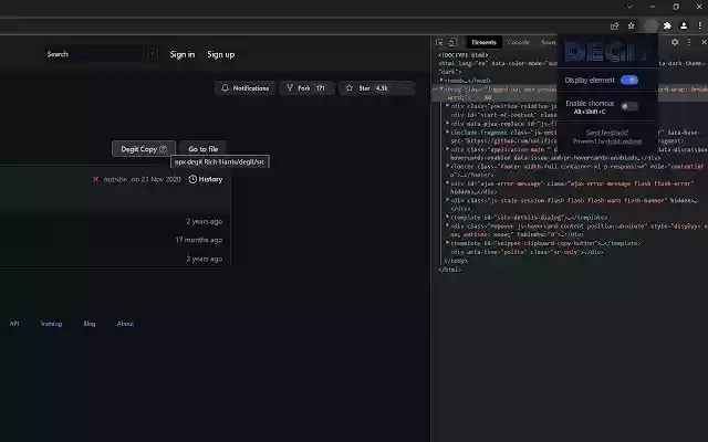 Degit in Github  from Chrome web store to be run with OffiDocs Chromium online