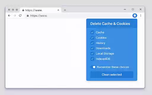 Delete Cache  Cookies  from Chrome web store to be run with OffiDocs Chromium online