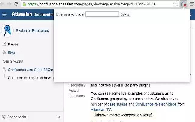 Delete Confluence Pages  from Chrome web store to be run with OffiDocs Chromium online