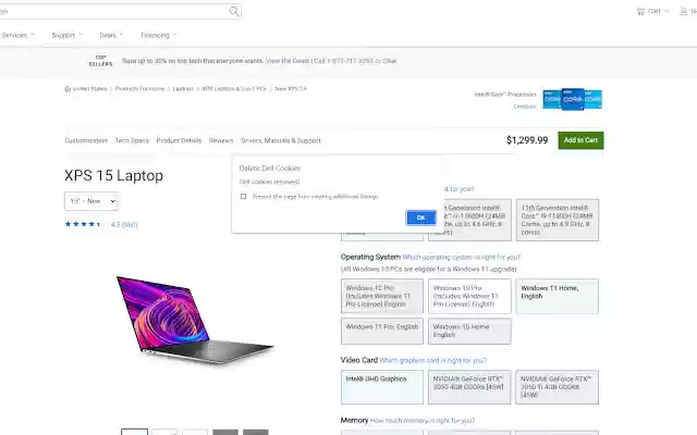 Delete Dell Cookies  from Chrome web store to be run with OffiDocs Chromium online
