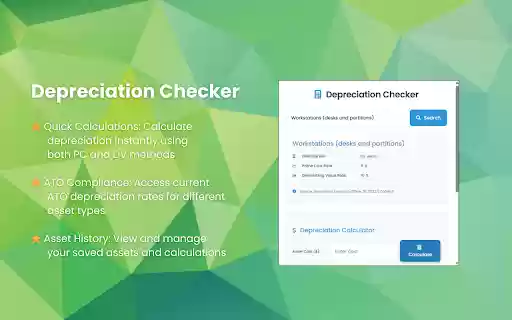 Depreciation Checker  from Chrome web store to be run with OffiDocs Chromium online