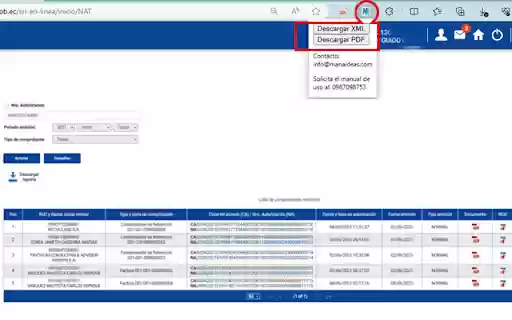 Descarga XML SRI  from Chrome web store to be run with OffiDocs Chromium online