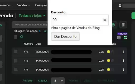 Desconto Automático Bling  from Chrome web store to be run with OffiDocs Chromium online