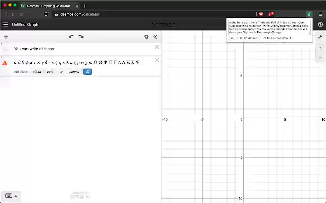 Desmos More Greek Letters from Chrome web store to be run with OffiDocs Chromium online Desmos More Greek Letters from Chrome web store to be run with OffiDocs Chromium online