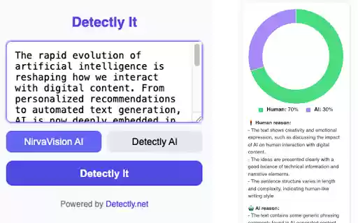 Detectly AI Text Analyzer  from Chrome web store to be run with OffiDocs Chromium online
