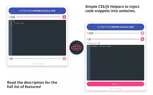Dev Helpers  from Chrome web store to be run with OffiDocs Chromium online