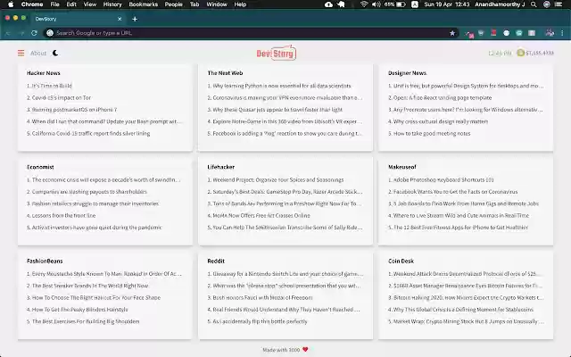 DevStory  from Chrome web store to be run with OffiDocs Chromium online