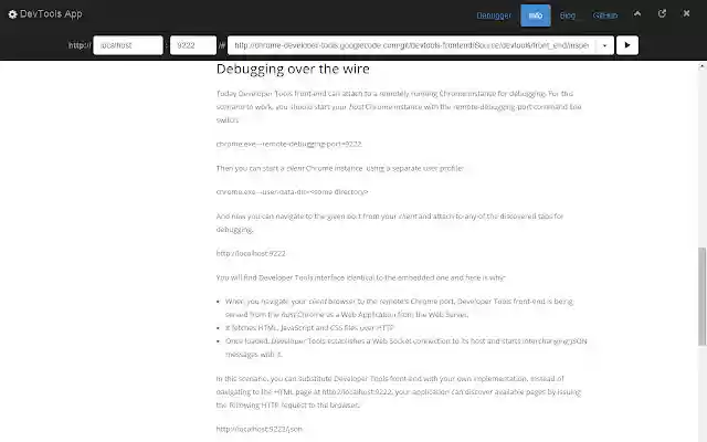 Dev Tools App  from Chrome web store to be run with OffiDocs Chromium online