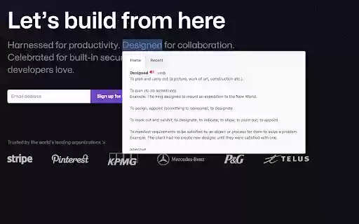 Dictionary Anytime  from Chrome web store to be run with OffiDocs Chromium online