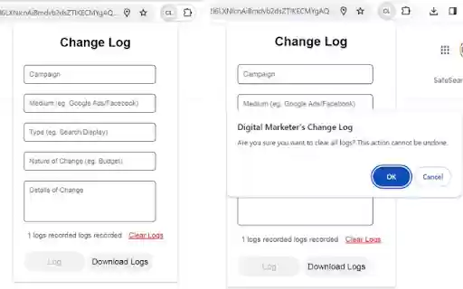 Digital Marketers Change Log  from Chrome web store to be run with OffiDocs Chromium online