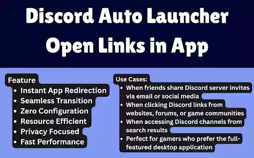 Discord Auto Launcher Open Links in App from Chrome web store to be run with OffiDocs Chromium online Discord Auto Launcher Open Links in App from Chrome web store to be run with OffiDocs Chromium online