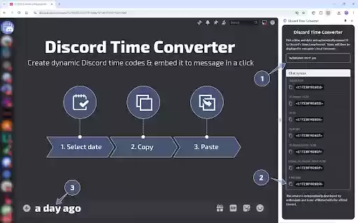 Discord Timestamp Generator  from Chrome web store to be run with OffiDocs Chromium online