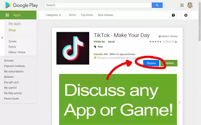 Discussion for Google Play Store™ from Chrome web store to be run with OffiDocs Chromium online Discussion for Google Play Store™ from Chrome web store to be run with OffiDocs Chromium online