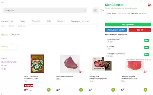 Dish2Basket  from Chrome web store to be run with OffiDocs Chromium online
