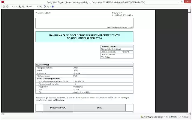 Disig Web Signer 1.0.7  from Chrome web store to be run with OffiDocs Chromium online