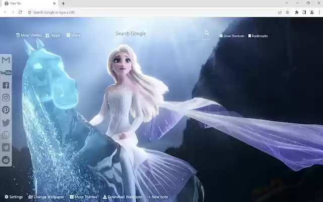 Chrome ウェブストアのディズニーのアナと雪の女王の壁紙が OffiDocs Chromium オンラインで実行される