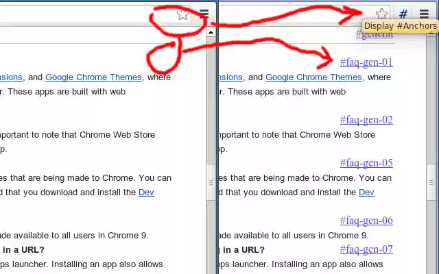 Display #Anchors  from Chrome web store to be run with OffiDocs Chromium online