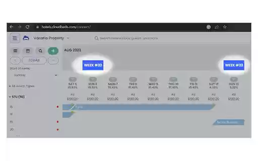 Display Week Number on Cloudbeds  from Chrome web store to be run with OffiDocs Chromium online