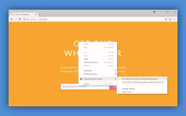 Disposable Email Helper from Chrome web store to be run with OffiDocs Chromium online Disposable Email Helper from Chrome web store to be run with OffiDocs Chromium online