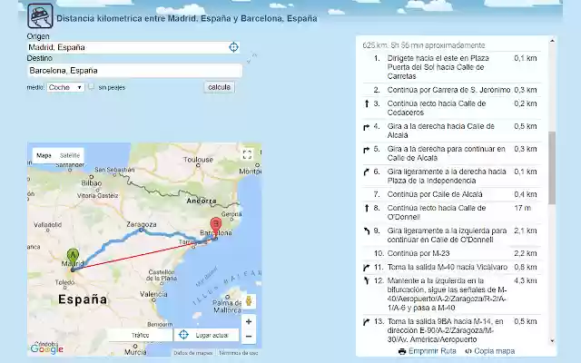 Distancia entre ciudades  from Chrome web store to be run with OffiDocs Chromium online