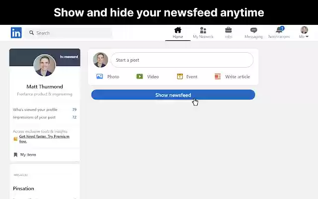 Distraction free for Linkedin™ from Chrome web store to be run with OffiDocs Chromium online Distraction free for Linkedin™ from Chrome web store to be run with OffiDocs Chromium online