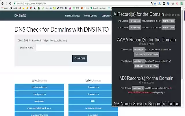 DNS Into daripada kedai web Chrome untuk dijalankan dengan OffiDocs Chromium dalam talian