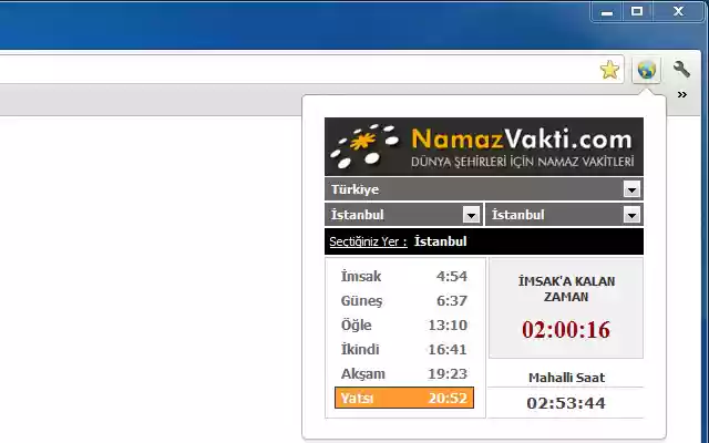 Dünya Namaz Vakitleri  from Chrome web store to be run with OffiDocs Chromium online