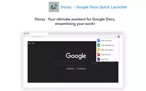 Docsy Google Docs Quick Launcher from Chrome web store to be run with OffiDocs Chromium online Docsy Google Docs Quick Launcher from Chrome web store to be run with OffiDocs Chromium online