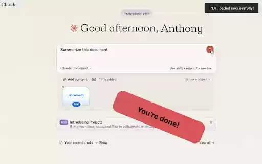 Doc to Claude  from Chrome web store to be run with OffiDocs Chromium online