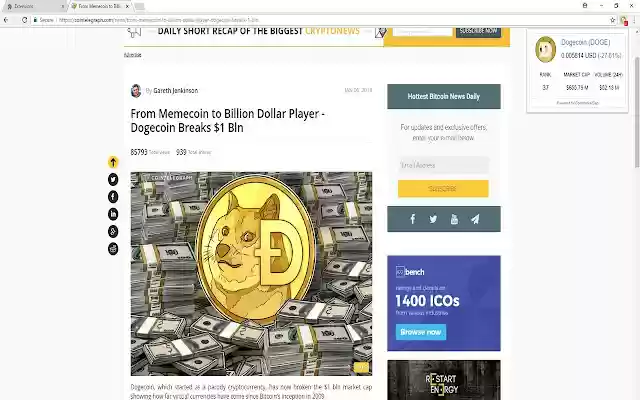 Dogecoin price  from Chrome web store to be run with OffiDocs Chromium online Dogecoin price  from Chrome web store to be run with OffiDocs Chromium online