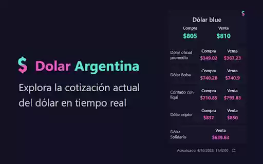 Dolar Argentina  from Chrome web store to be run with OffiDocs Chromium online