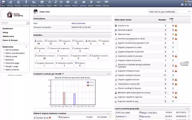 DoliCloud CRM  from Chrome web store to be run with OffiDocs Chromium online